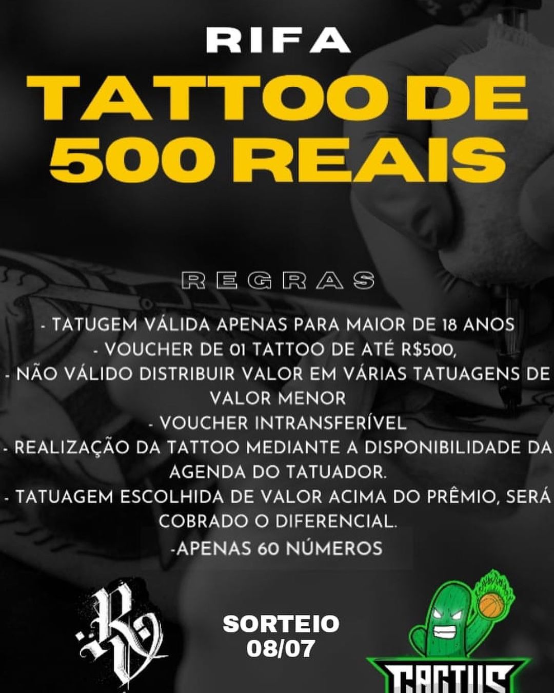 Tatuagens de cactos, apresentação da equipe e sorteios de tattoo